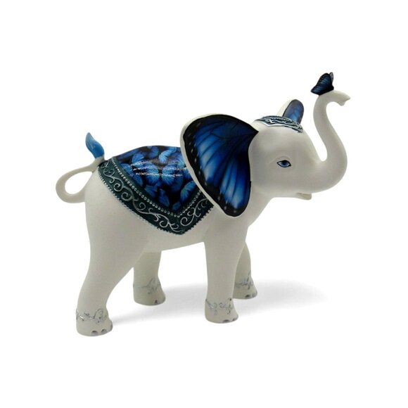 Hamilton Collection BLUE MAJESTY Elephant Figurine Butterfly and Floral Details - Picture 3 of 11